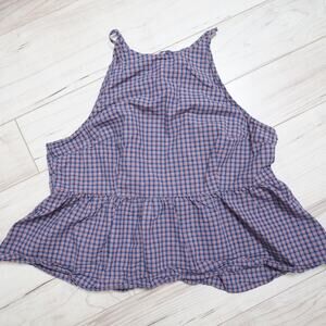 Wild Fable Plaid Halter Peplum Top Tie Back Cottagecore Coquette L